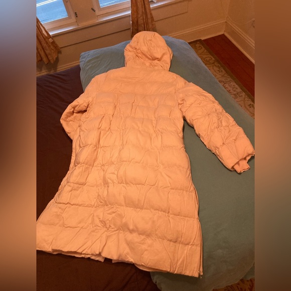 COS FLWRDWN eco puffer long down coat pink hood maxi midi trench Med Large - Picture 12 of 16